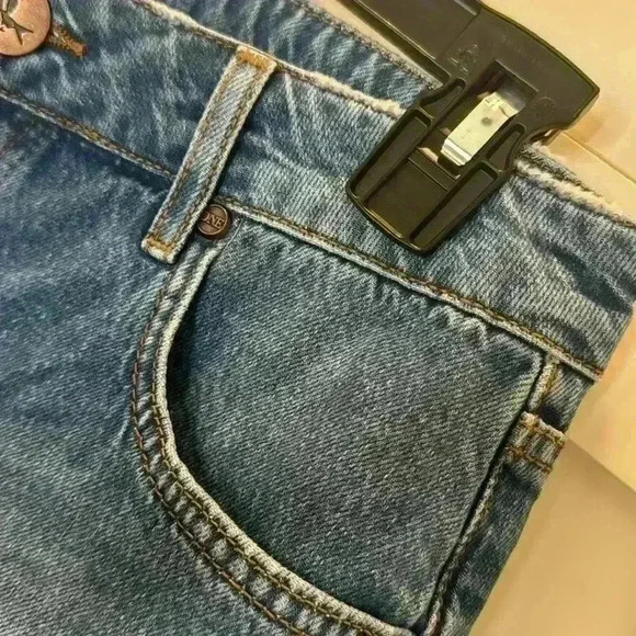 One Teaspoon Exposed Button Fly Cutoff Jean Shorts in Medium Wash Blue 25 - Picture 7 of 11